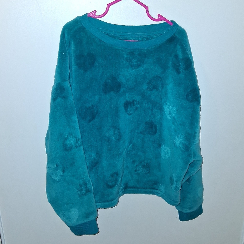 George Teal Heart Pattern Kids Sweater